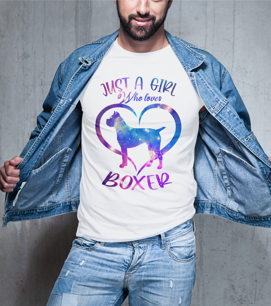 Just A Girl Who Loves Boxer Heart Galaxy T-Shirt