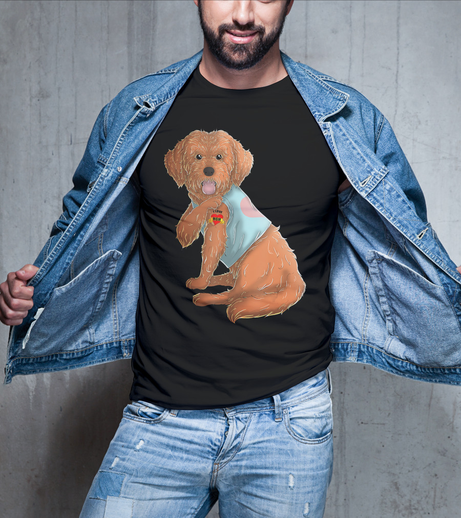 Cockapoo Dog I Love Mom Tattoo T-Shirt