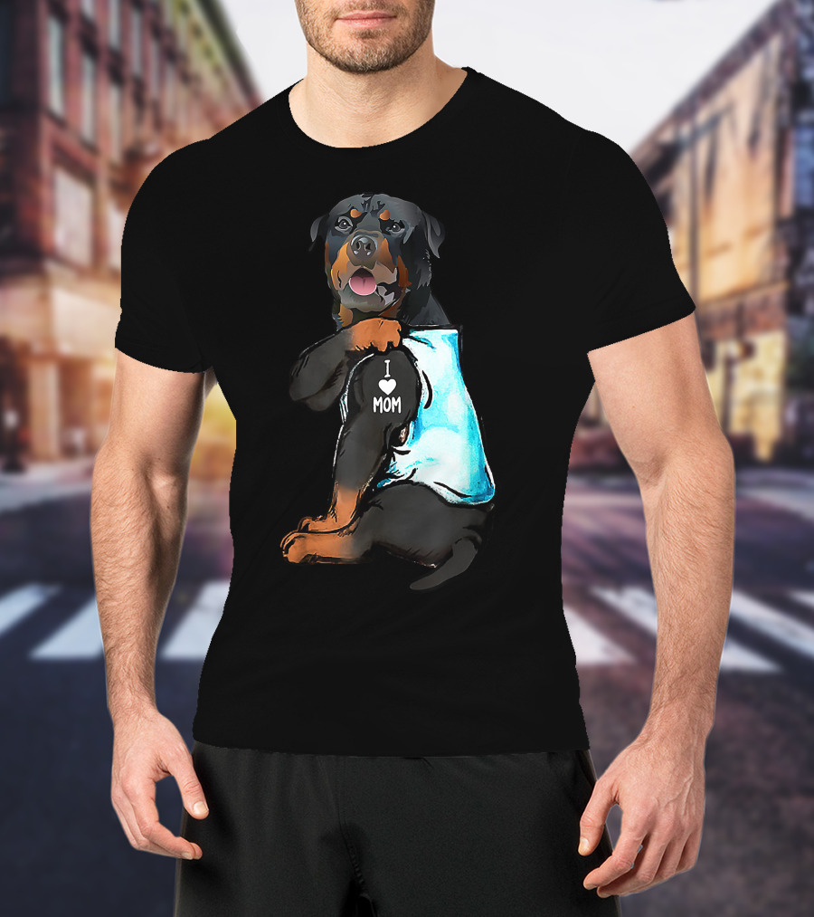 I Love Mom Rottweiler Tattoo T-Shirt