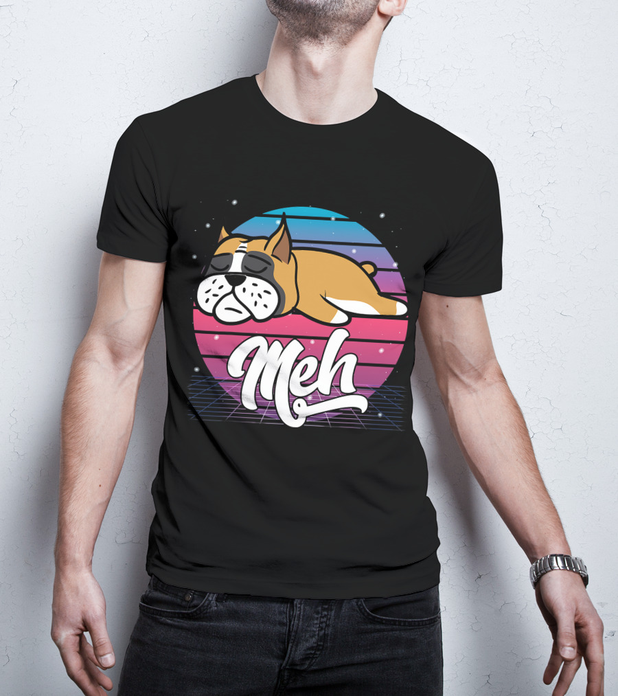 Meh Vaporwave Aesthetic Otaku Meme Retro Dog T-Shirt