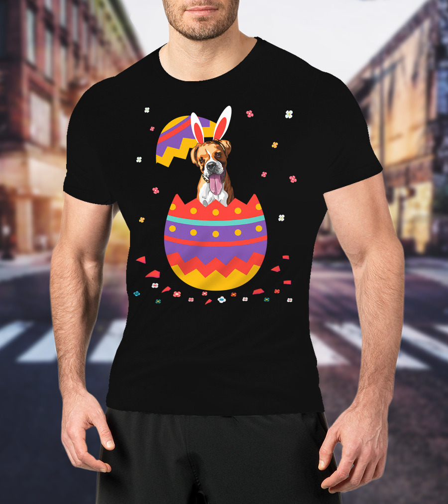 Bunny Ears Dog In Colorful Easter Egg For Cute Easter Day T-Shirt