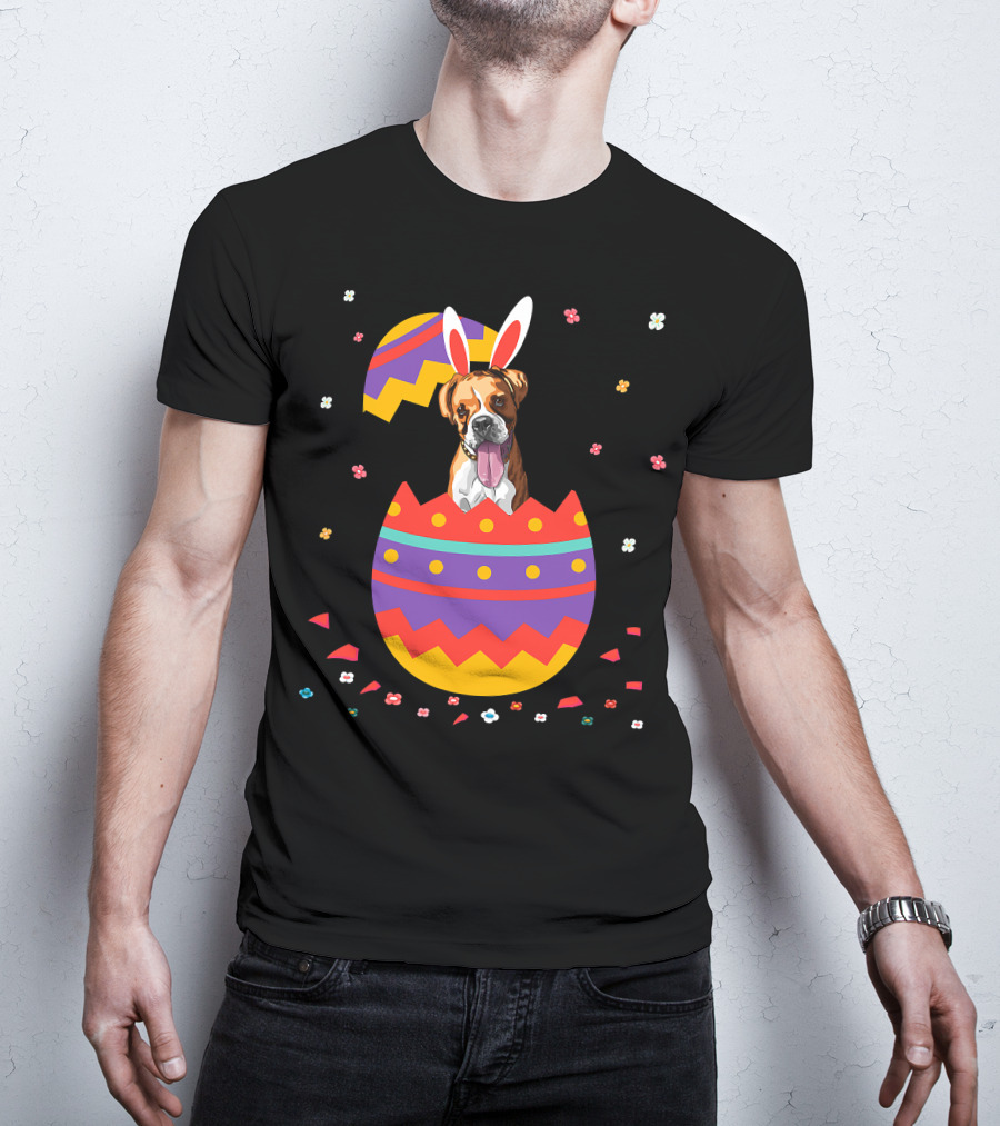Bunny Ears Dog In Colorful Easter Egg For Cute Easter Day T-Shirt
