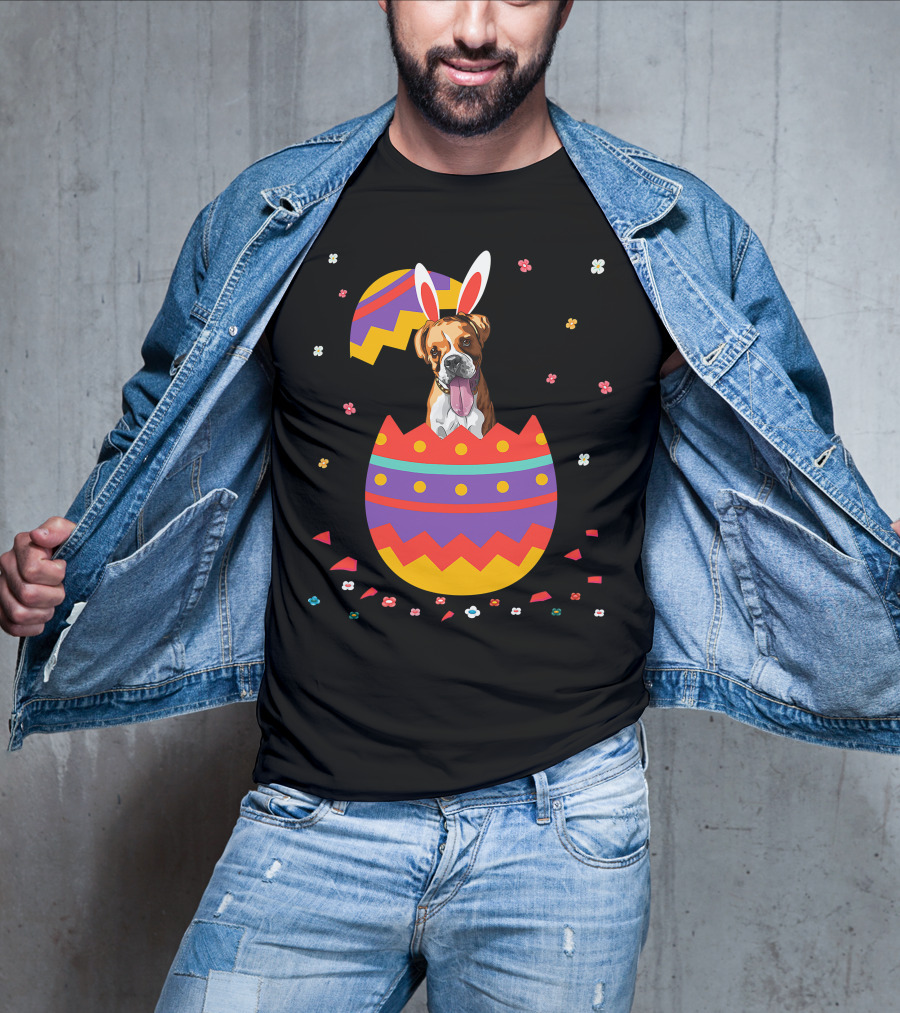 Bunny Ears Dog In Colorful Easter Egg For Cute Easter Day T-Shirt