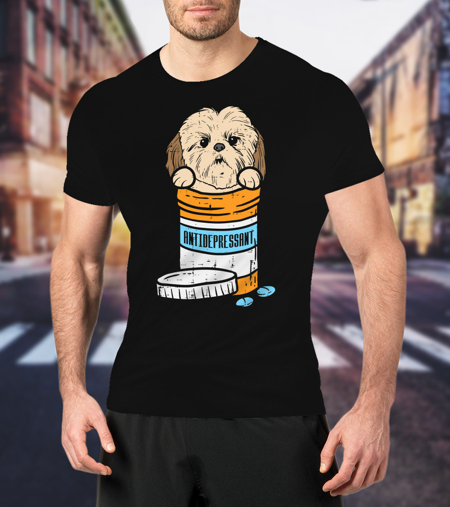 Antidepressant Shih Tzu Cute Animal Pet Dog Pill Bottle T-Shirt
