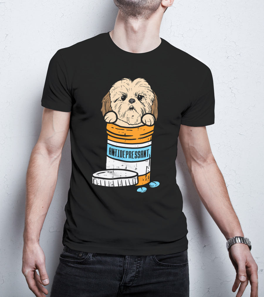 Antidepressant Shih Tzu Cute Animal Pet Dog Pill Bottle T-Shirt