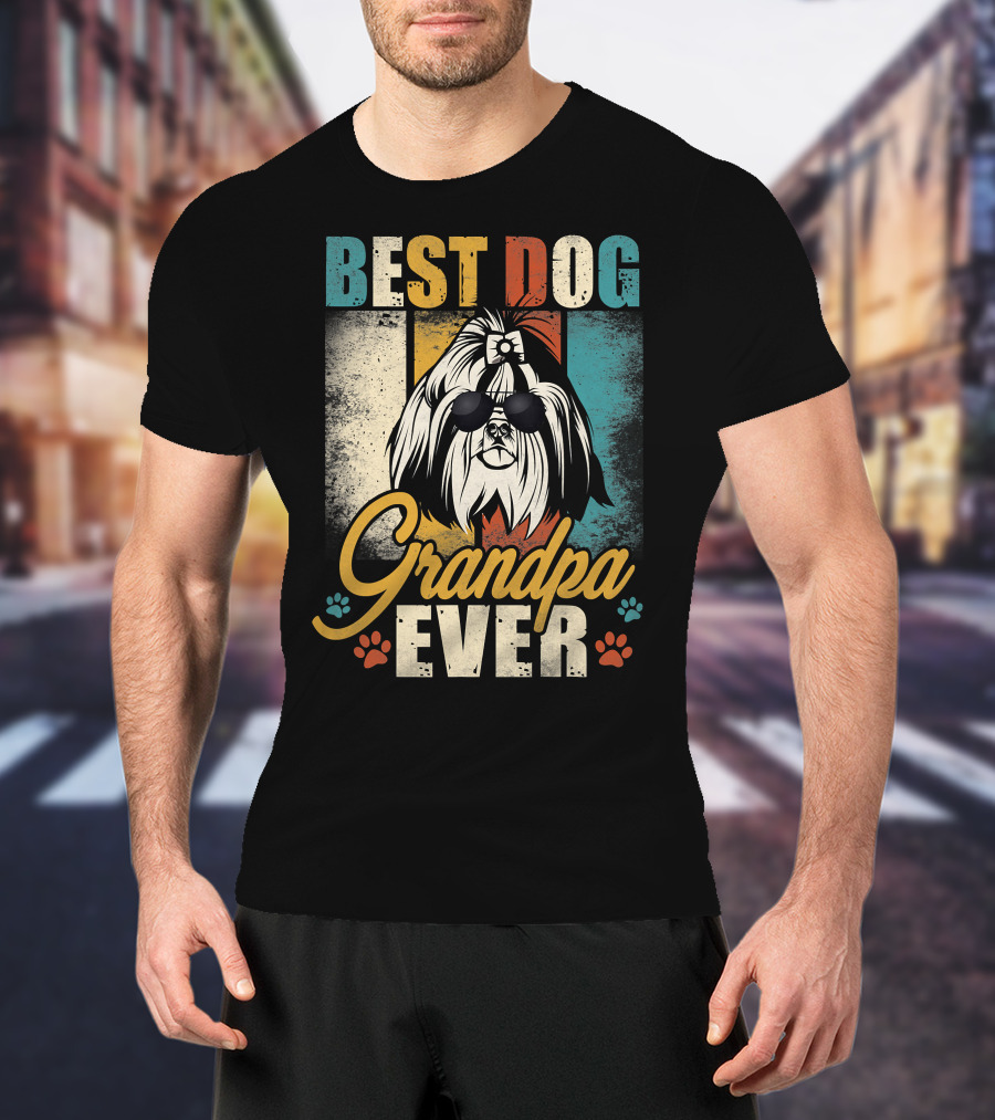 Best Dog Grandpa Ever Shih Tzu Father's Day T-Shirt