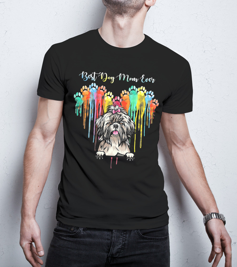 Best Dog Mom Ever Heart Funny Shih Tzu T-Shirt