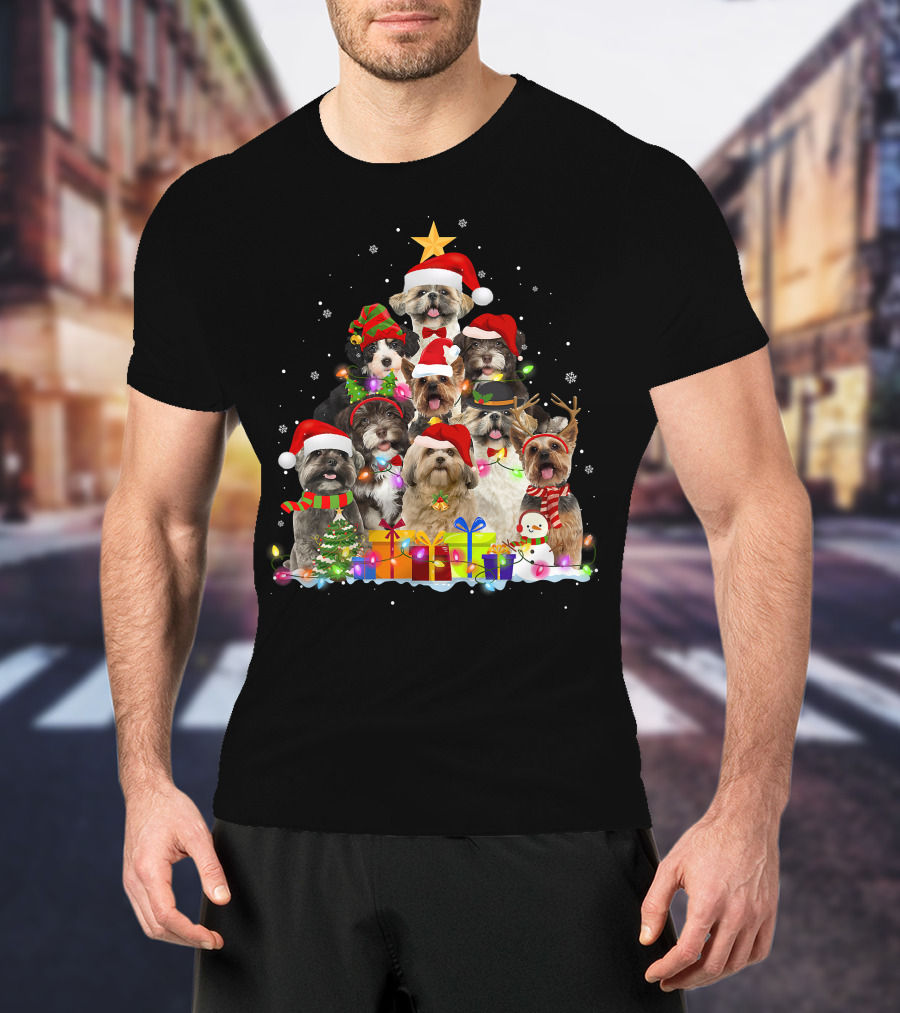 Christmas Pajama Shih Tzu Tree Xmas Dog Dad Gifts T-Shirt
