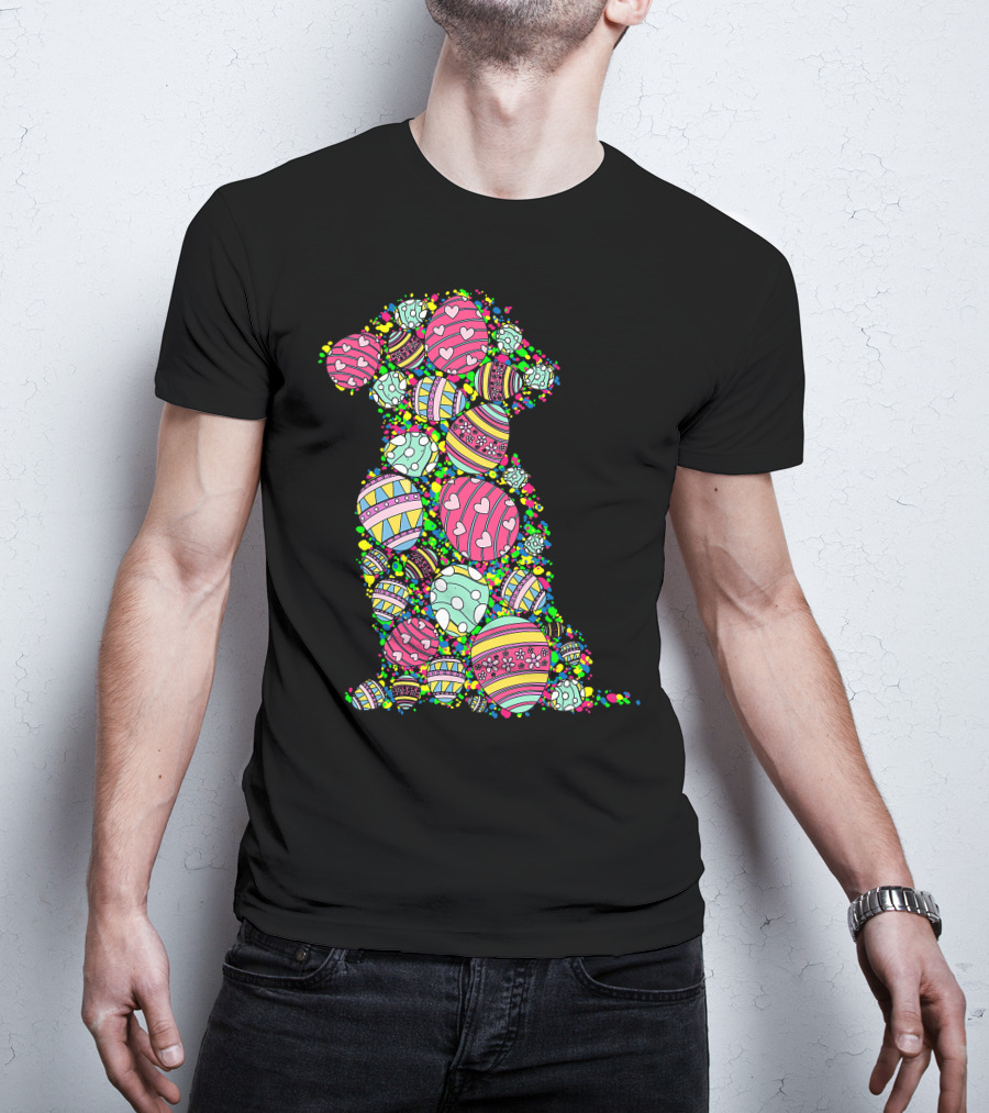 Colors Eggs Shih Tzu Dog Puppy Lover Easter Day Vibrant Festive T-Shirt