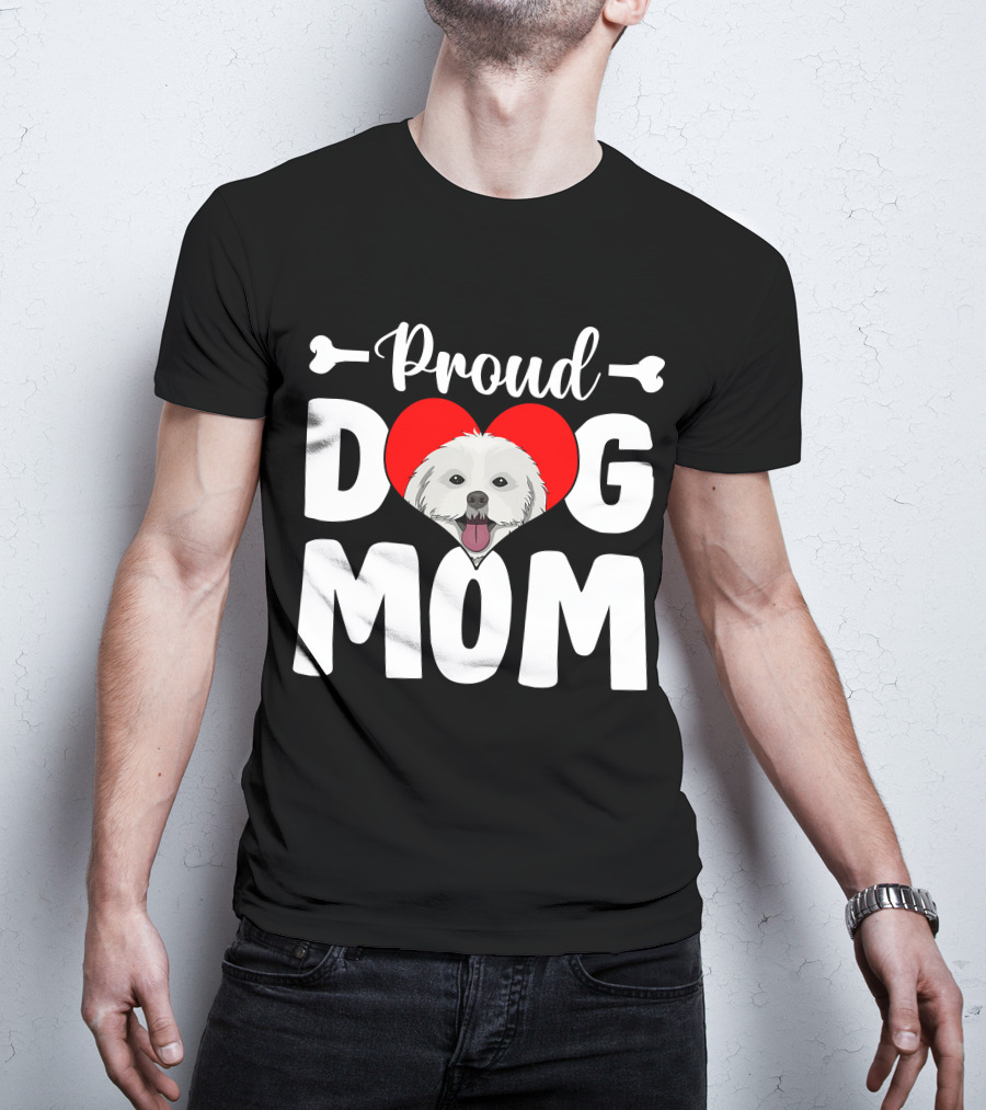 Proud Shih Tzu Dog Mom Heart T-Shirt