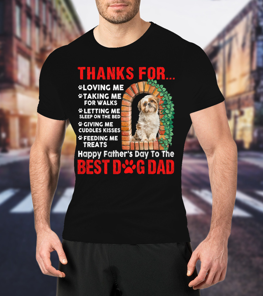 Thanks For Best Dog Dad Cute Shih Tzu T-Shirt
