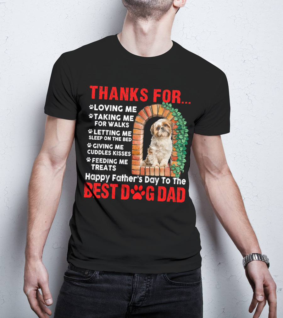 Thanks For Best Dog Dad Cute Shih Tzu T-Shirt