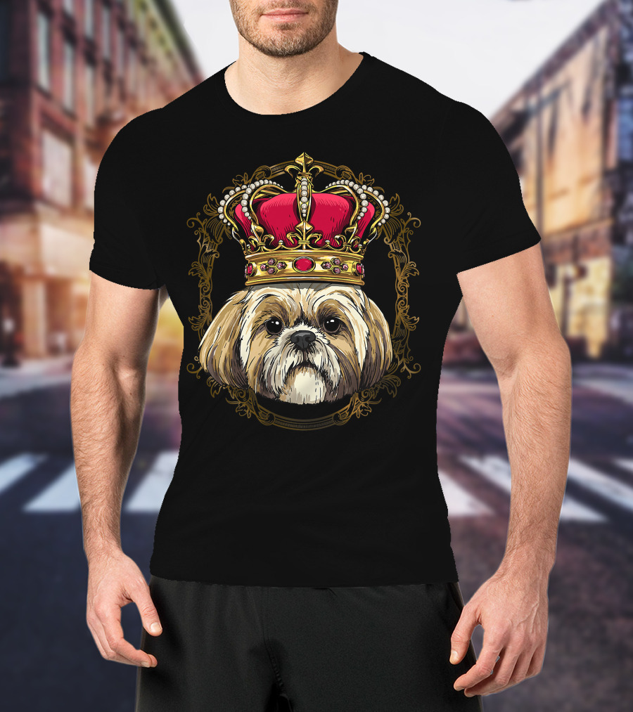 King Shih Tzu Crowned Portrait Queen Shih Tzu Dog T-Shirt