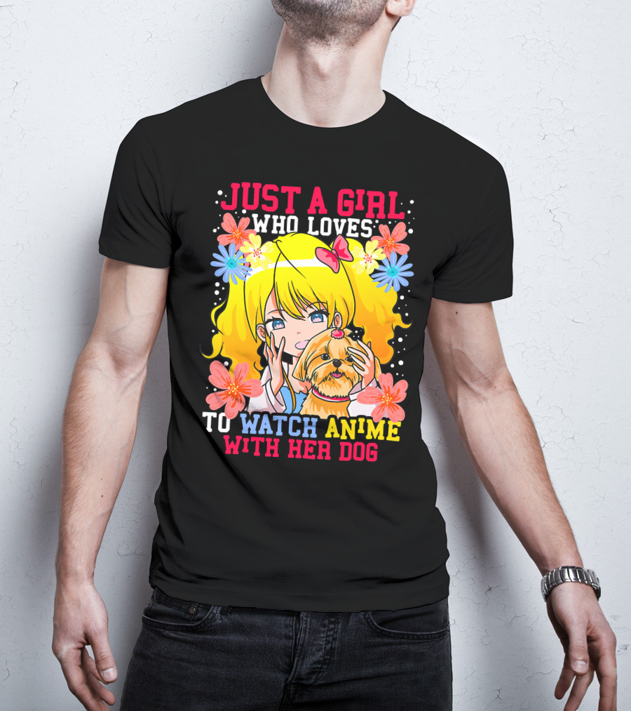 Just A Girl Watch Anime With Her Dog Shih Tzu Pup Manga T-Shirt