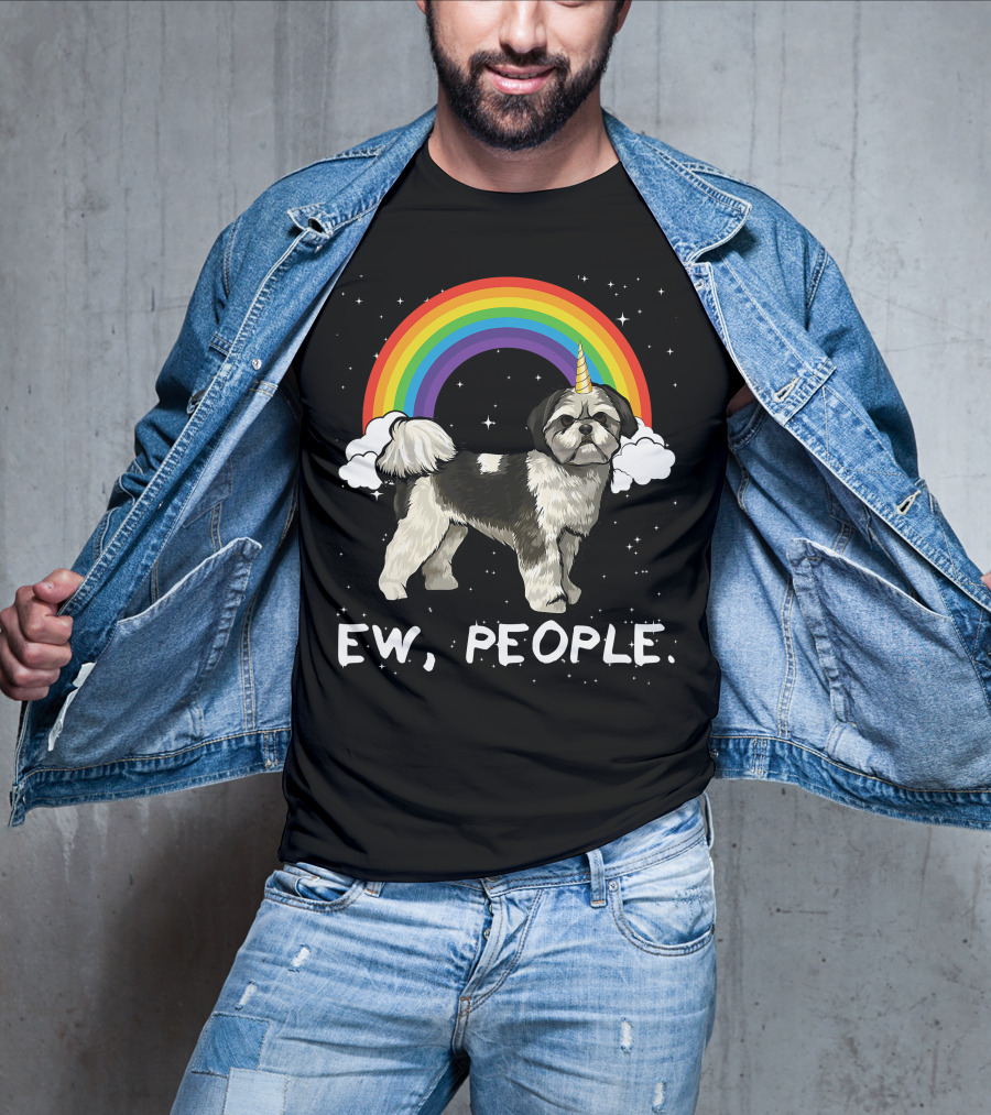 Rainbow Shih Tzu Unicorn Ew People T-Shirt