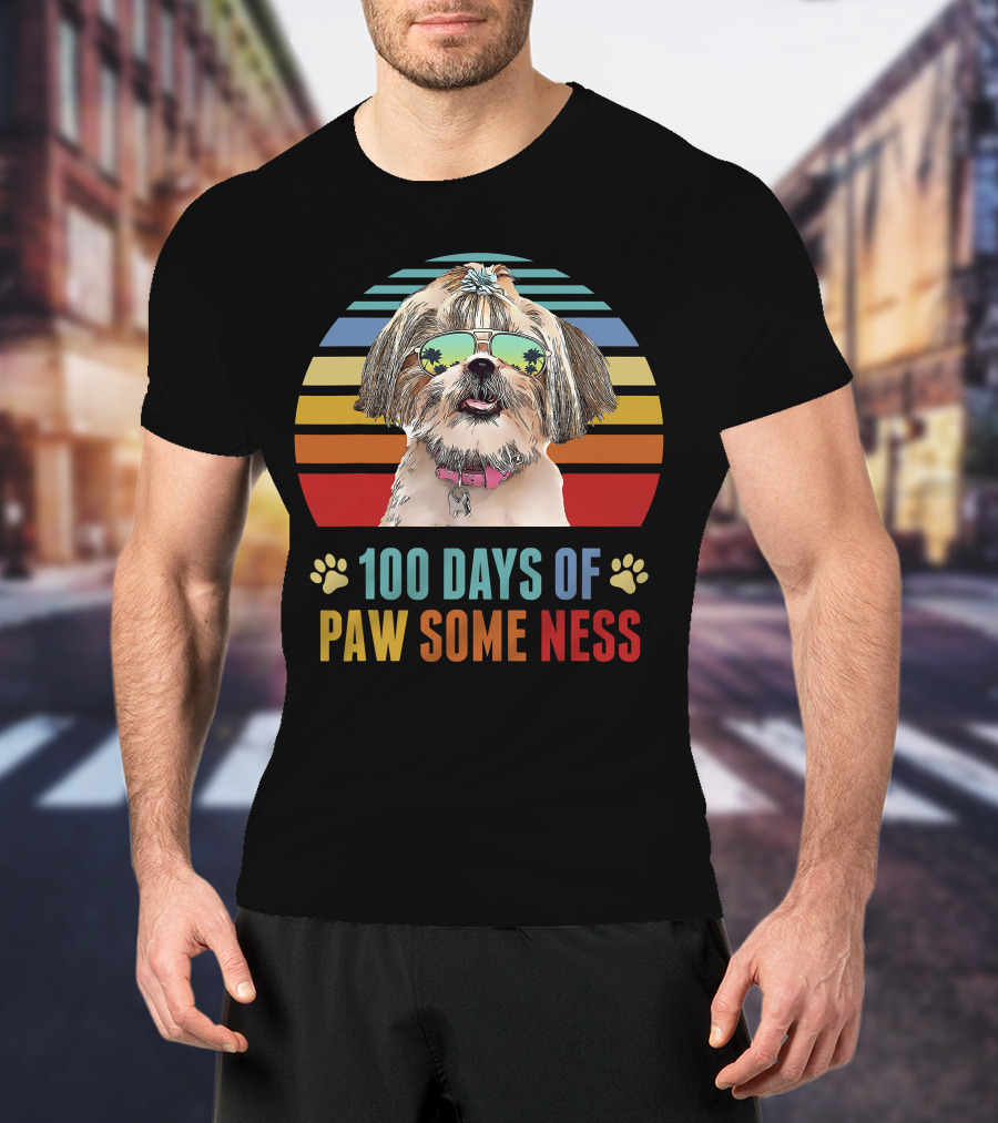 100 Days Of Pawsomeness Shih Tzu Dog T-Shirt