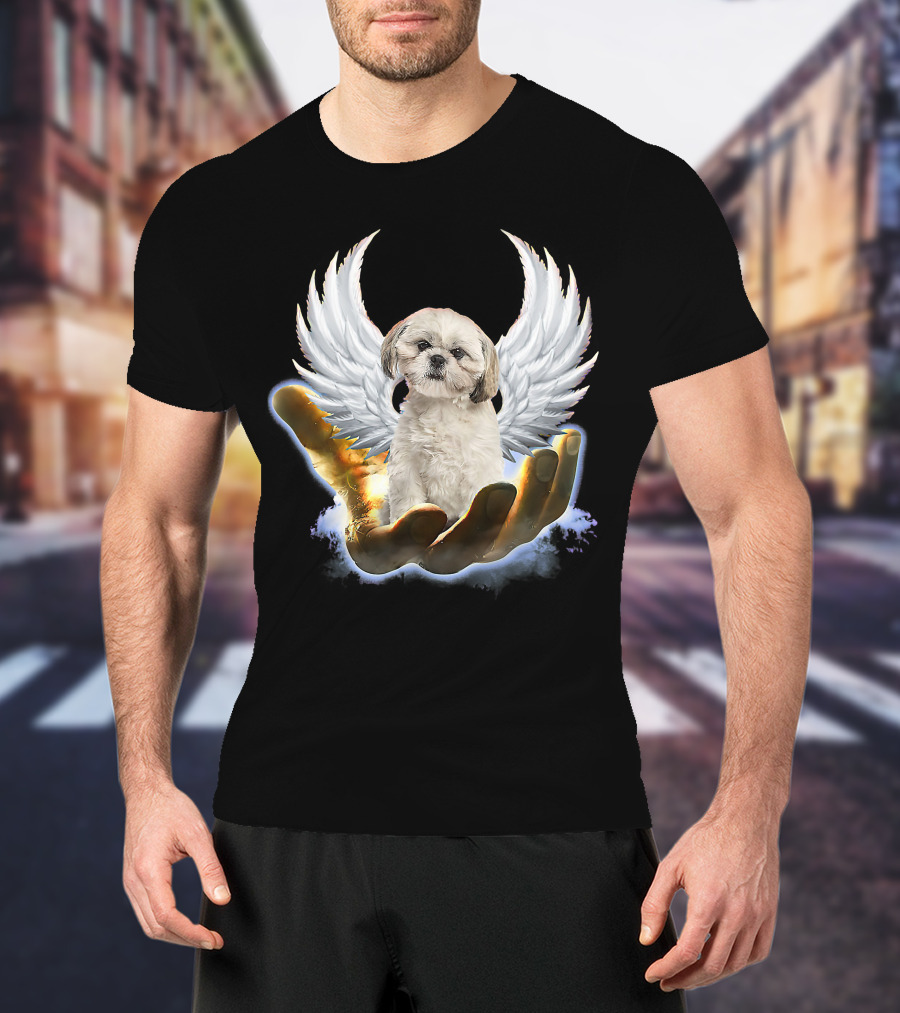 Shih Tzu God Golden Hand Heaven Wings Mens Womens T-Shirt