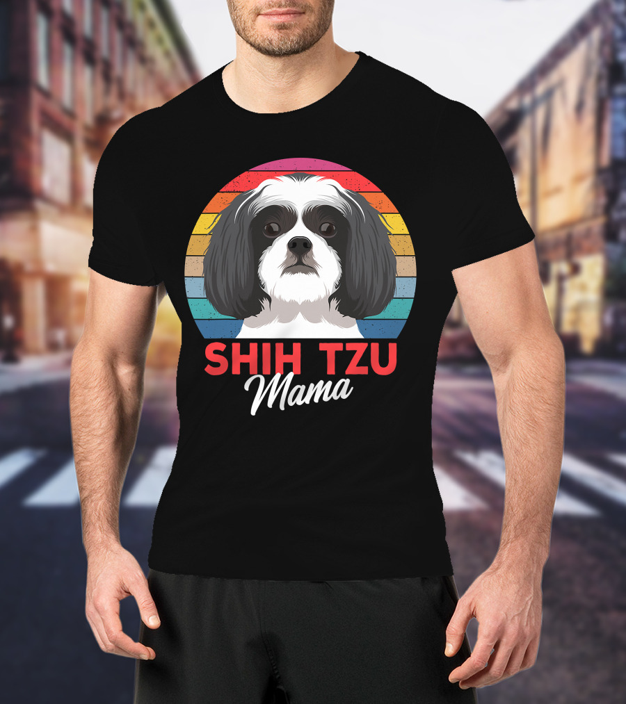 Shih Tzu Mama Cute Shih Tzu Dog Mom Retro T-Shirt