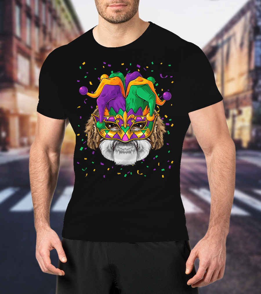 Shih Tzu Dog Mardi Gras Carnival Jester Festi T-Shirt