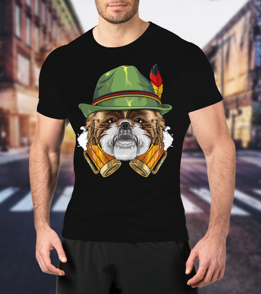 Shih Tzu Oktoberfest Beer Fest Lederhosen German T-Shirt