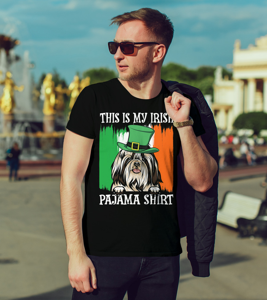St Patrick's Day Shih Tzu Irish Flag Hat Pajama Vibe T-Shirt