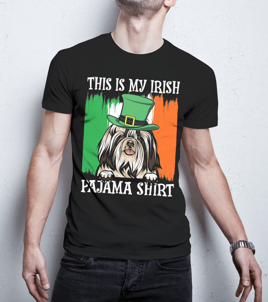 St Patrick's Day Shih Tzu Irish Flag Hat Pajama Vibe T-Shirt