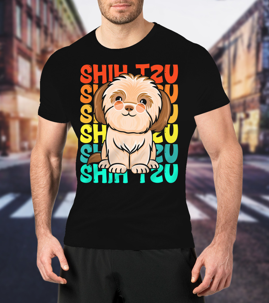 Shih Tzu Vintage Shihtzu Dog Retro Colors T-Shirt