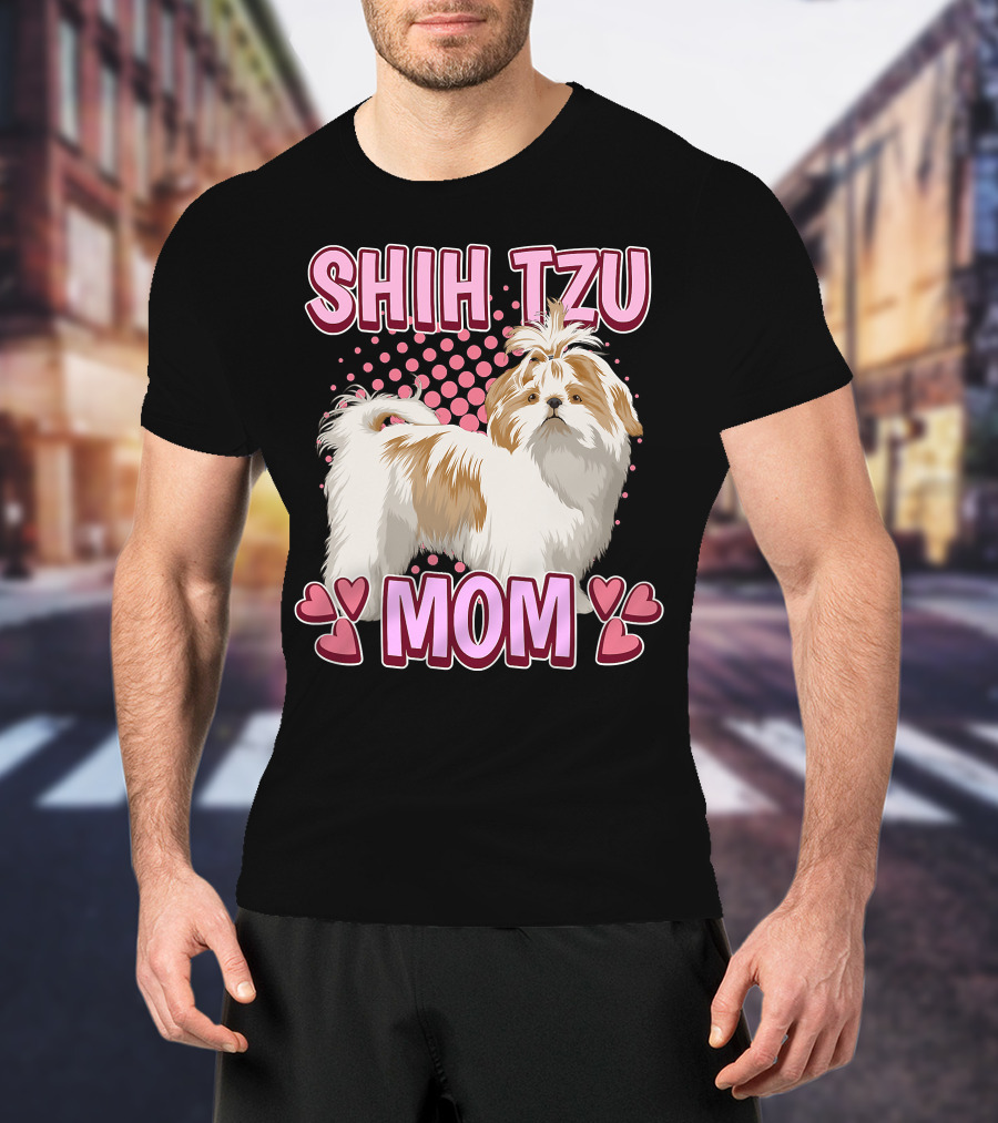 Shih Tzu Mom With Heart Accents T-Shirt