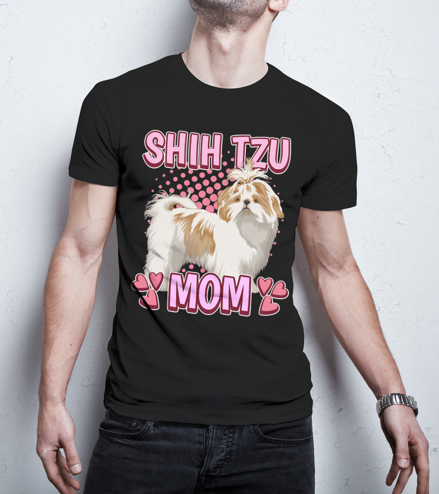 Shih Tzu Mom With Heart Accents T-Shirt