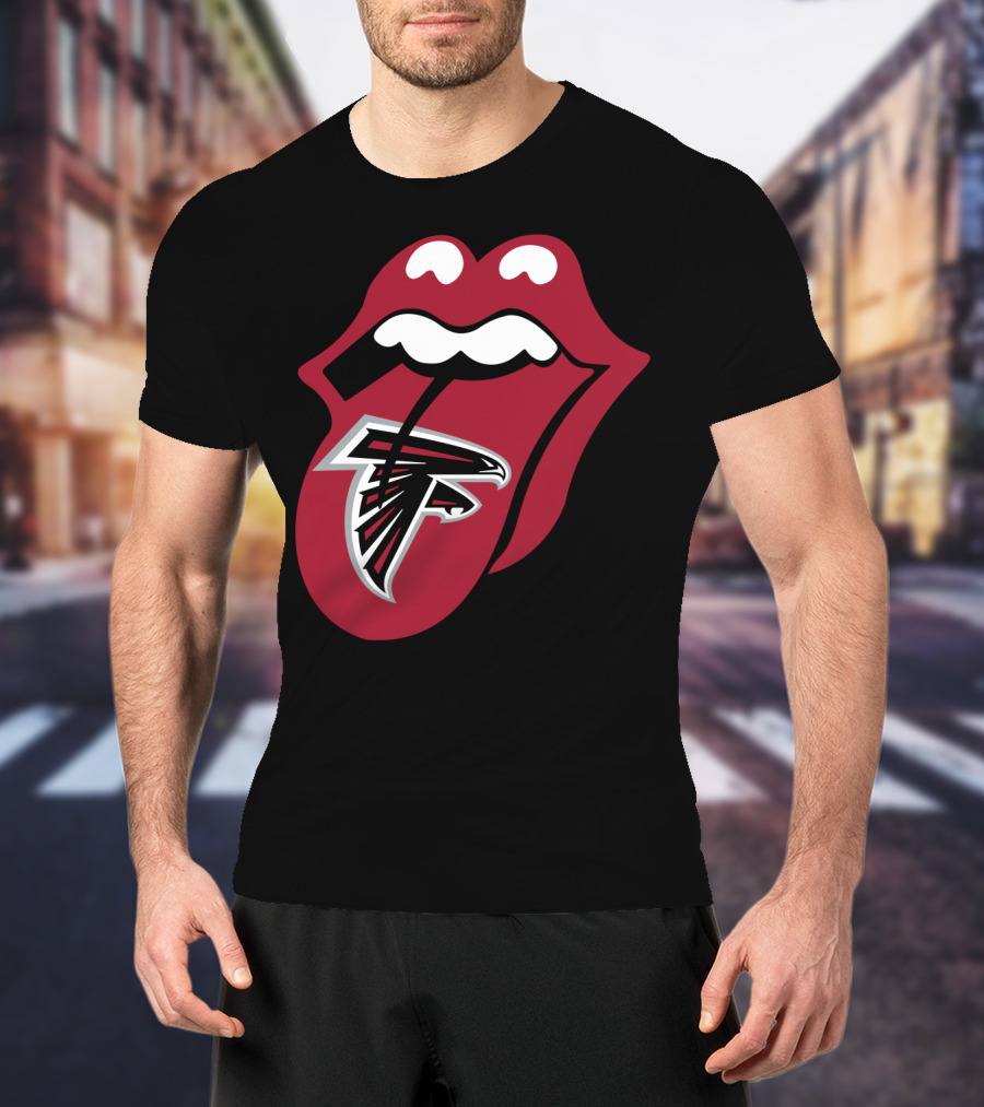 Atlanta Falcons Rolling Stones Tongue Logo Mashup T-Shirt