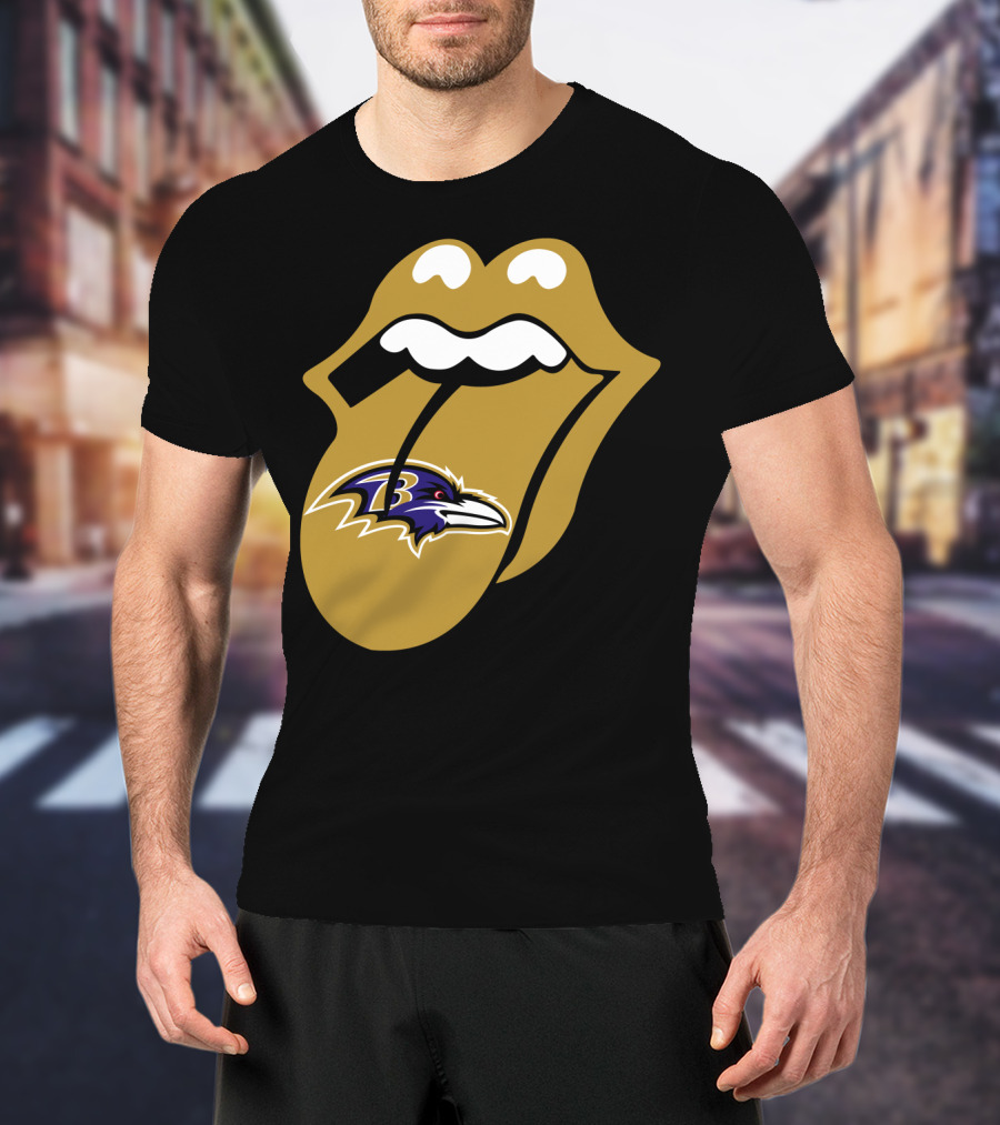 Baltimore Ravens Rolling Stones Tongue T-Shirt