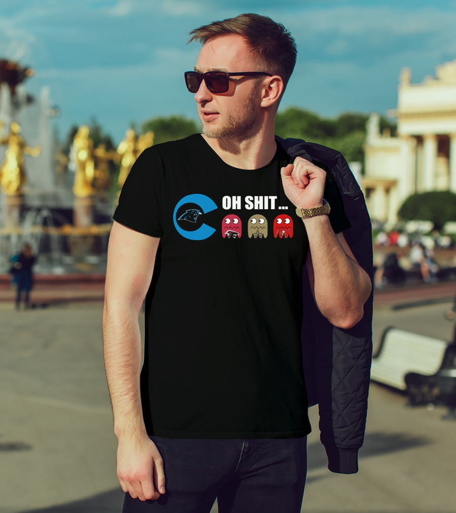 Carolina Panthers Oh Shit Pac-Man Ghosts T-Shirt