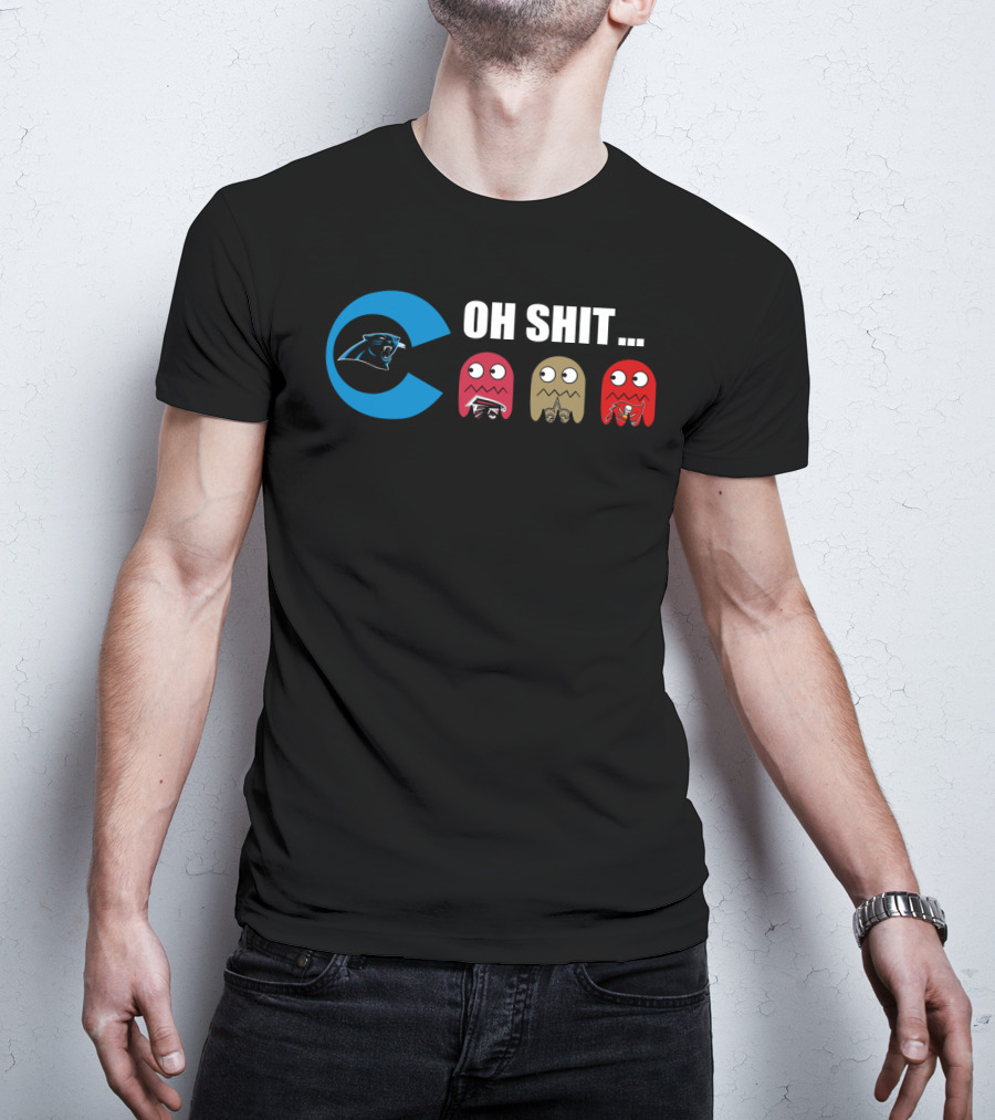 Carolina Panthers Oh Shit Pac-Man Ghosts T-Shirt