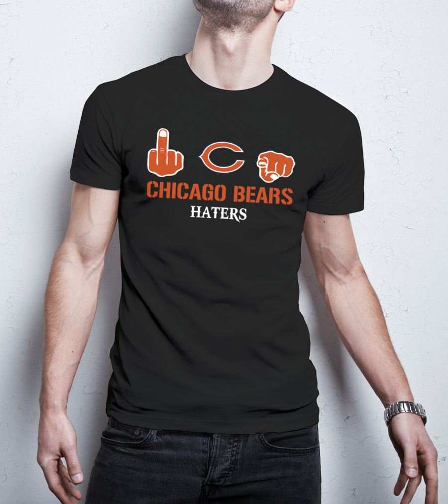 Chicago Bears Haters Middle Finger Logo Fist T-Shirt