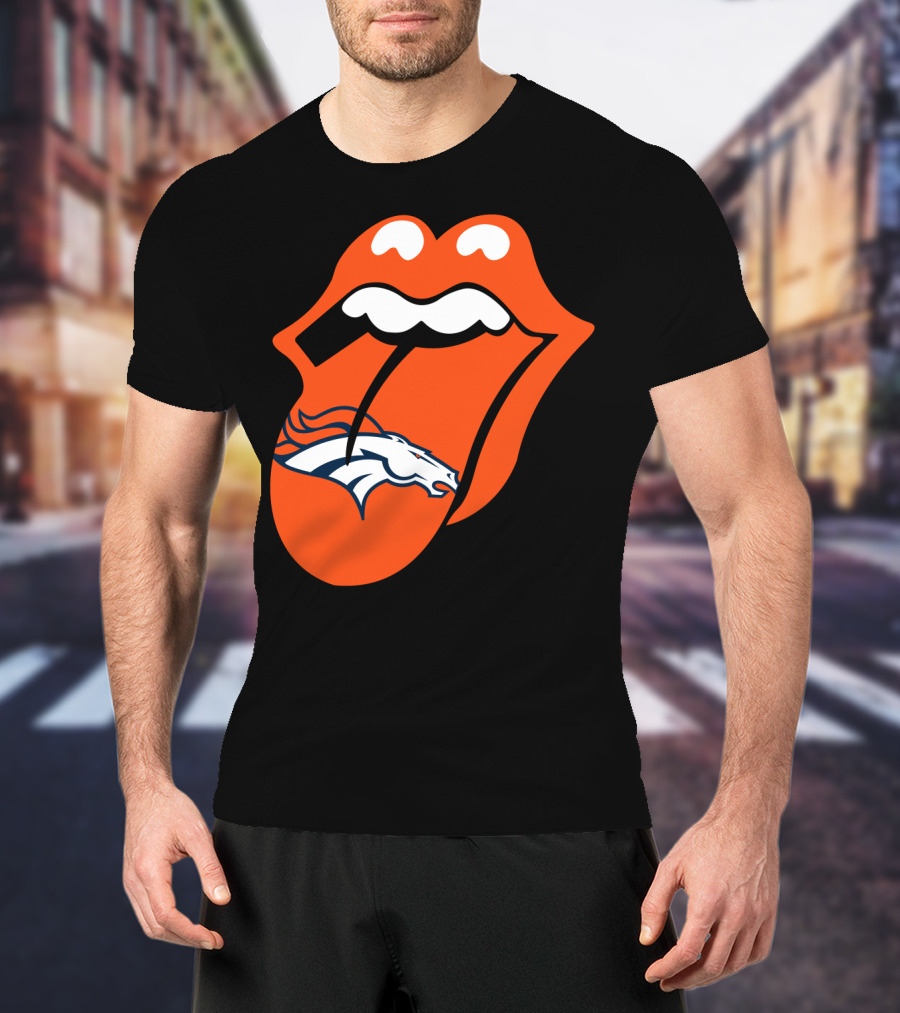 Denver Broncos Rolling Stones Tongue Logo Fusion T-Shirt