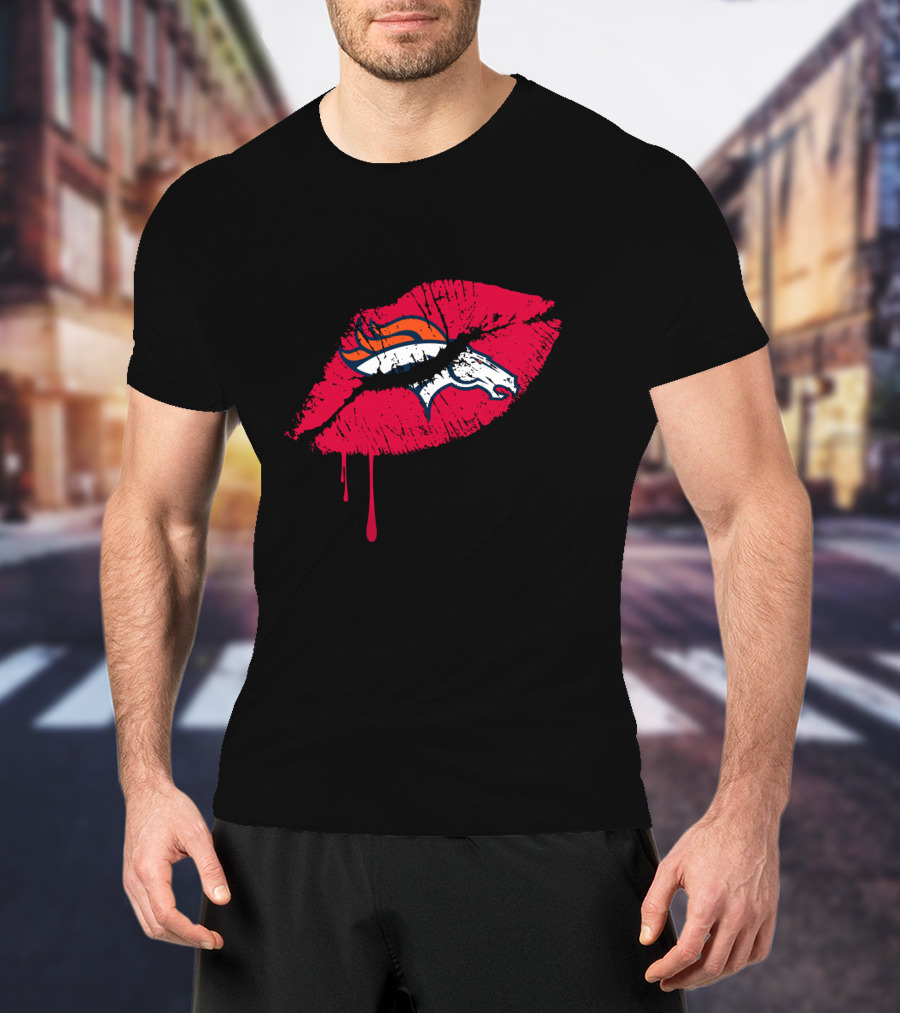 Denver Broncos Lip Logo Dripping T-Shirt