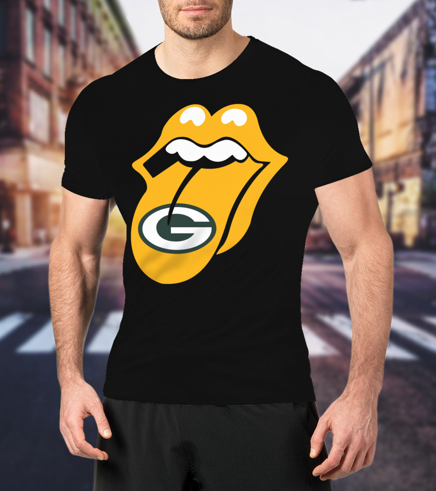 Rolling Stones Tongue Green Bay Packers Logo Mashup T-Shirt