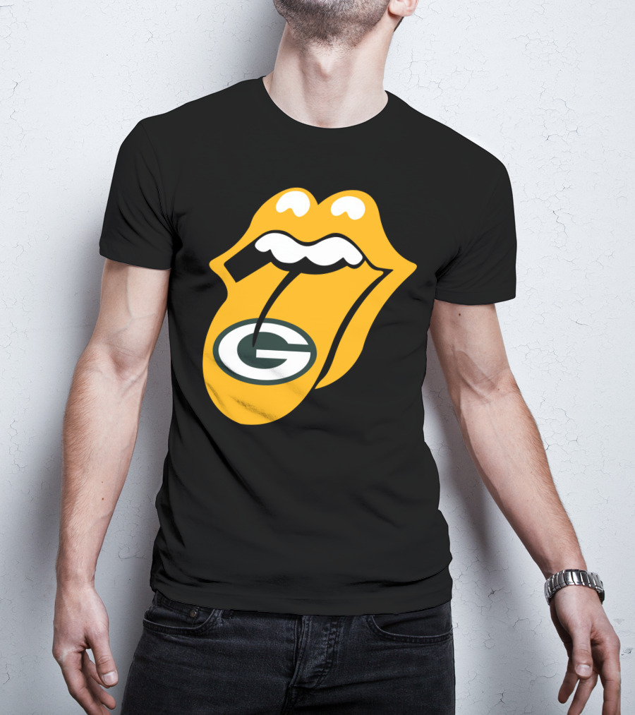 Rolling Stones Tongue Green Bay Packers Logo Mashup T-Shirt