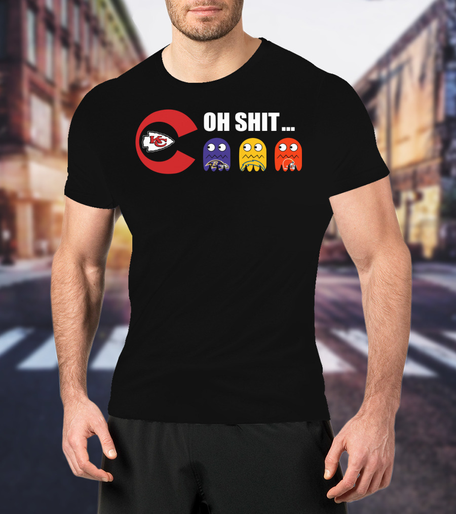Kansas City Chiefs Oh Shit Pac-Man Ravens Steelers Browns T-Shirt