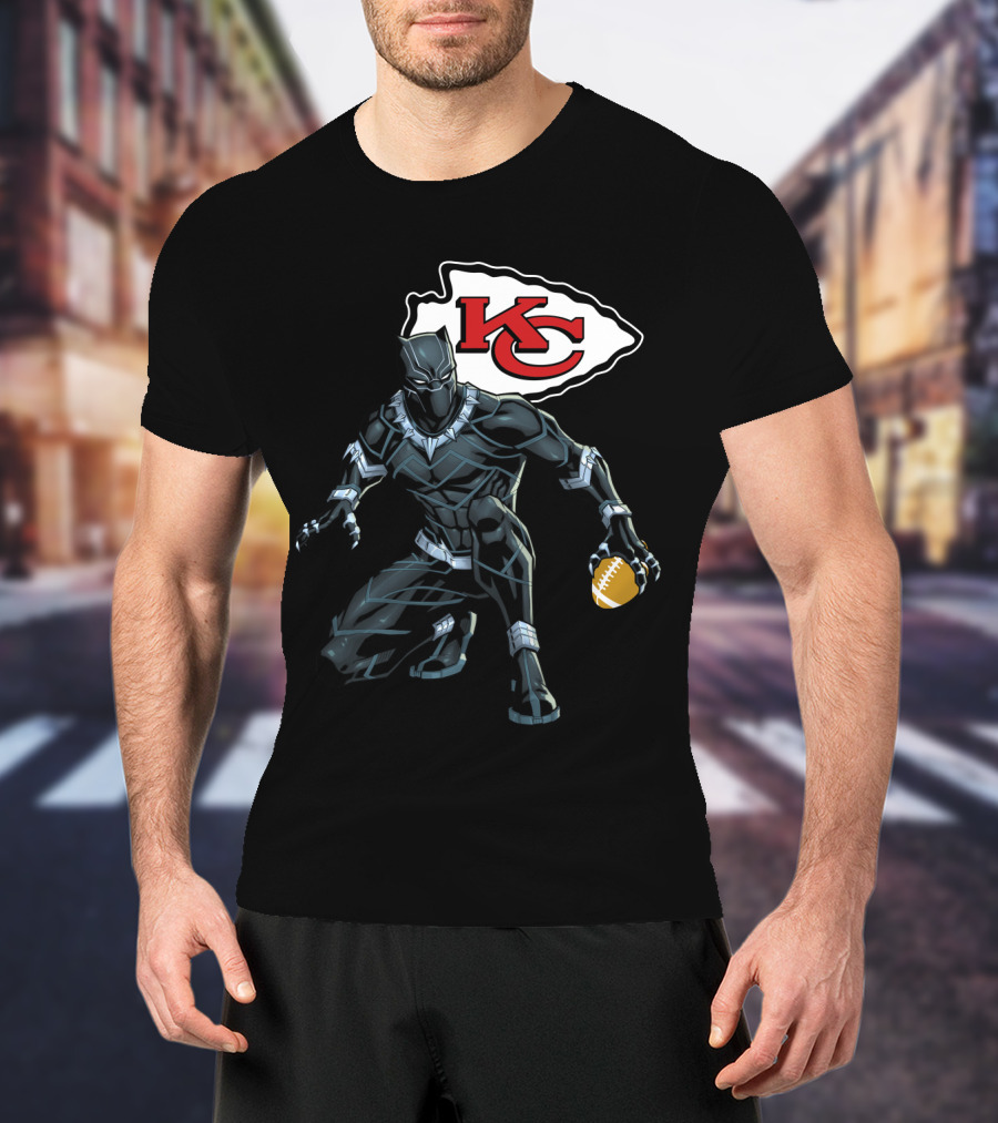 Kansas City Chiefs Black Panther Football Fusion T-Shirt