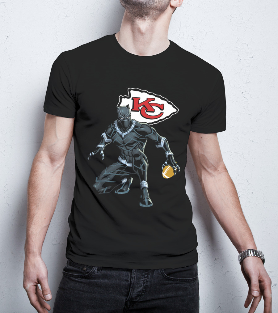 Kansas City Chiefs Black Panther Football Fusion T-Shirt