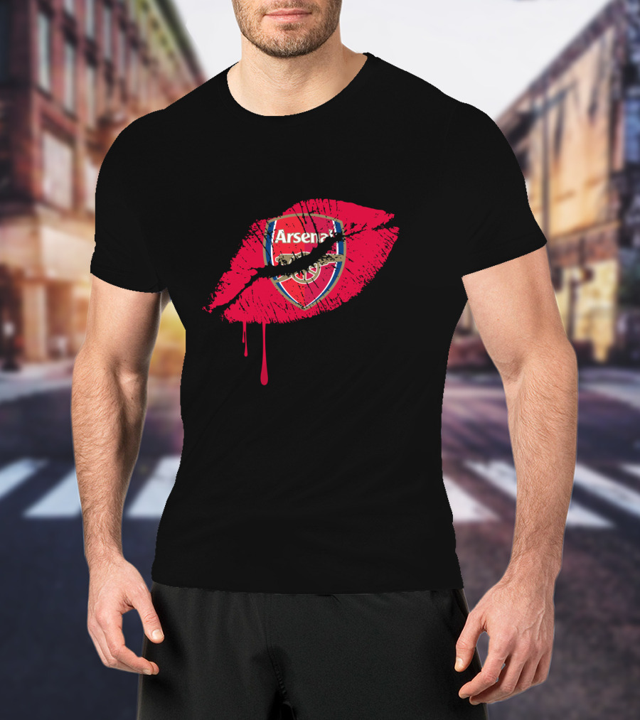 Arsenal Lips Red Logo Drip T-Shirt