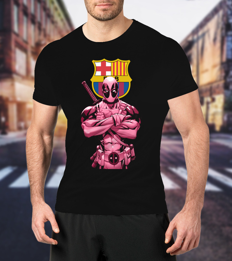 Barcelona Deadpool Fc Crest Crossover T-Shirt