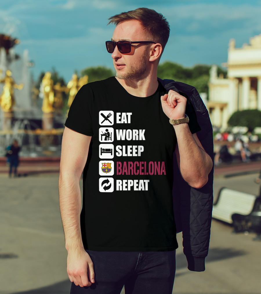 Eat Work Sleep Fc Barcelona Repeat T-Shirt