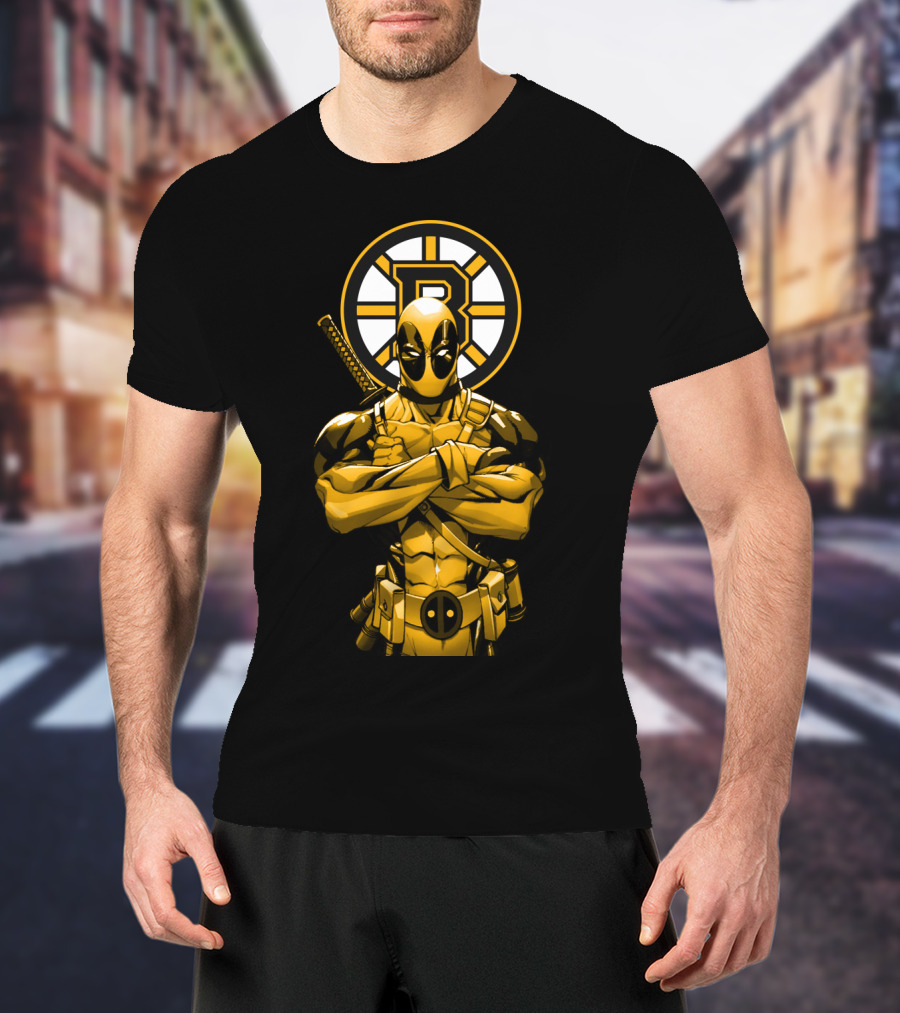 Boston Bruins Deadpool Crossover T-Shirt