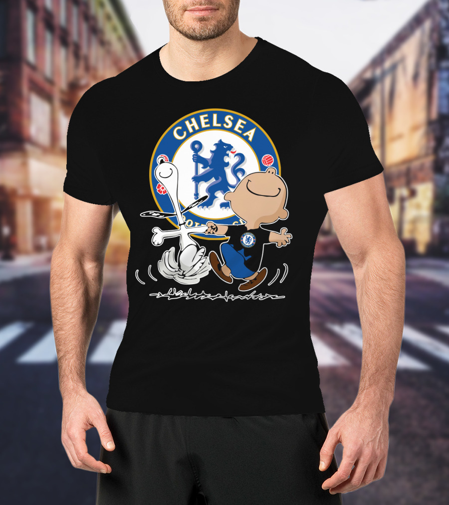 Chelsea Blue Lion Dancing Peanuts Characters T-Shirt