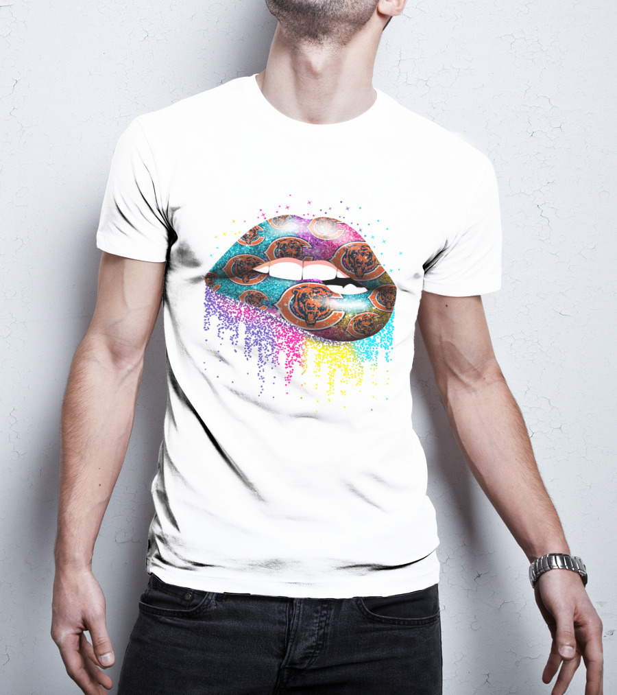Chicago Bears Glitter Lips T-Shirt