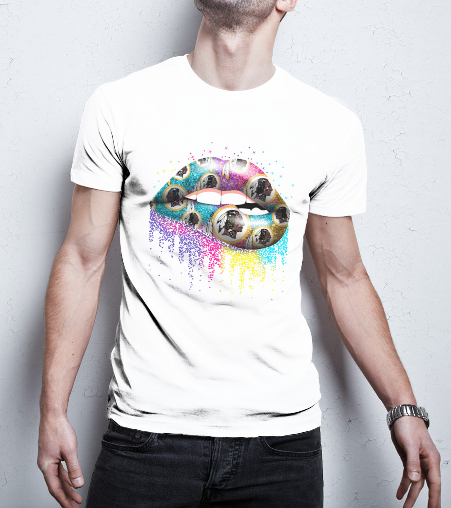 Lip Redskins Washington Football Team Colorful Art T-Shirt