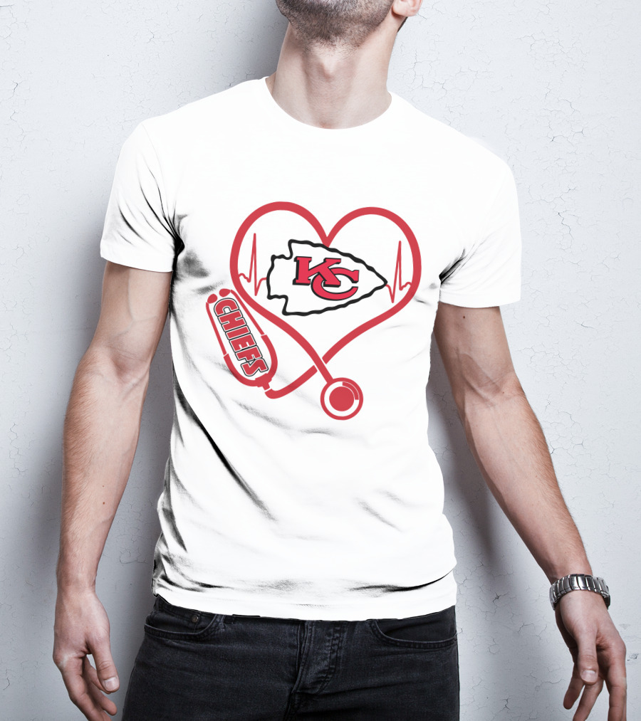 Nurse KC Chiefs Stethoscope Heartbeat T-Shirt