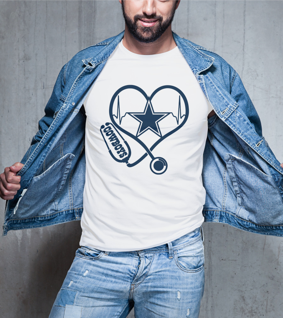 Cowboys Stethoscope Heartbeat Star T-Shirt